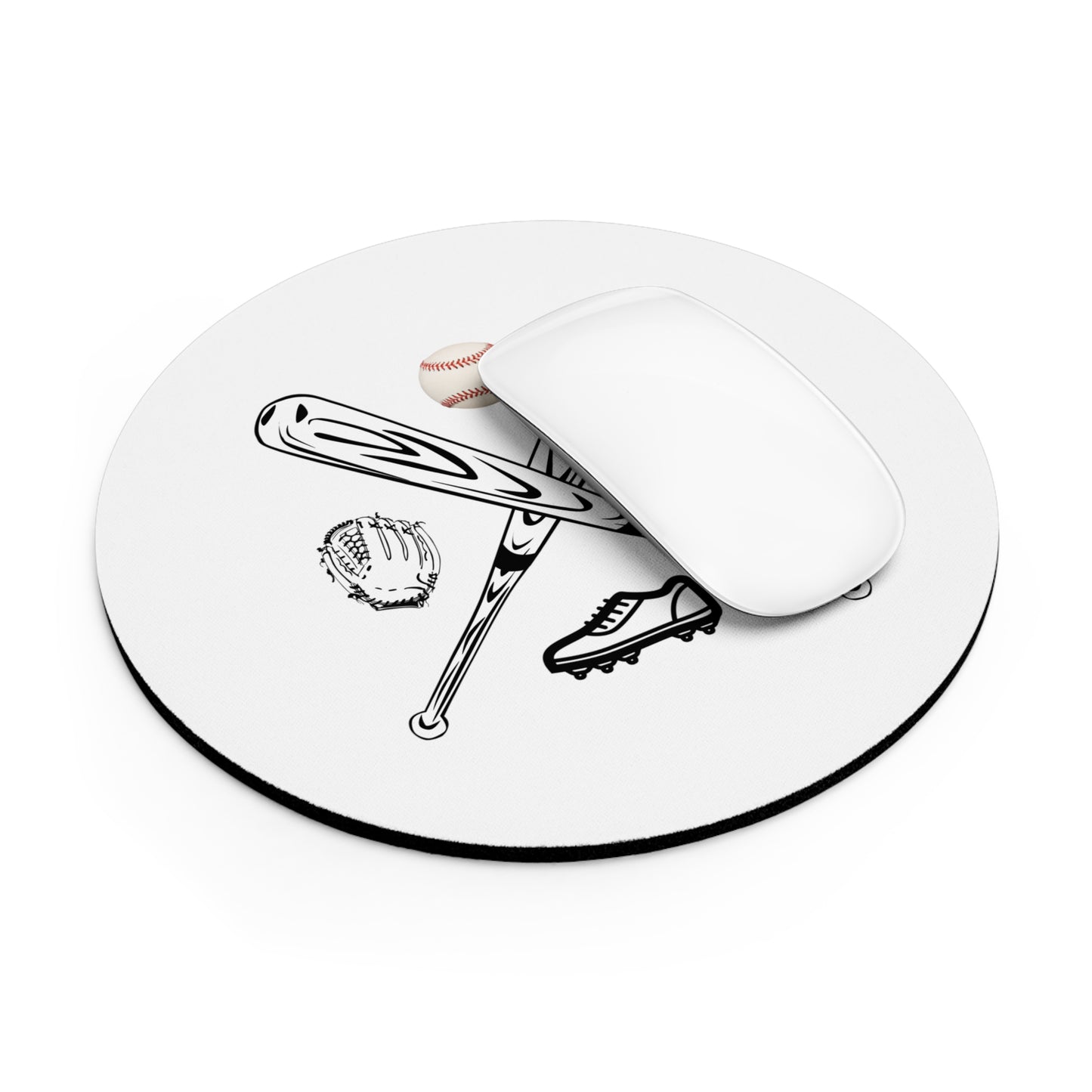 All About Baseball Round Mouse Pad