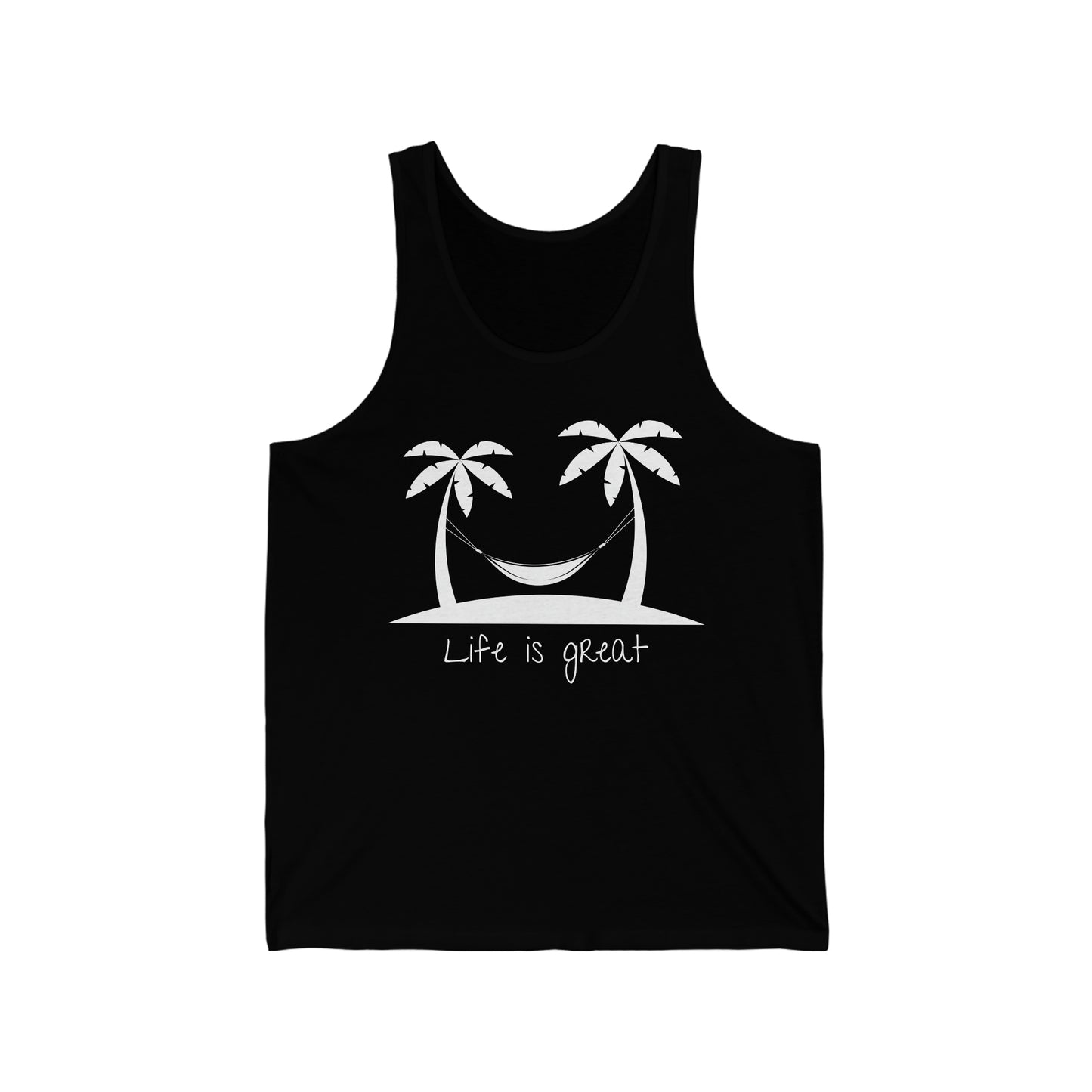 Life is Great Palm Trees Hammock Unisex Jersey Tank