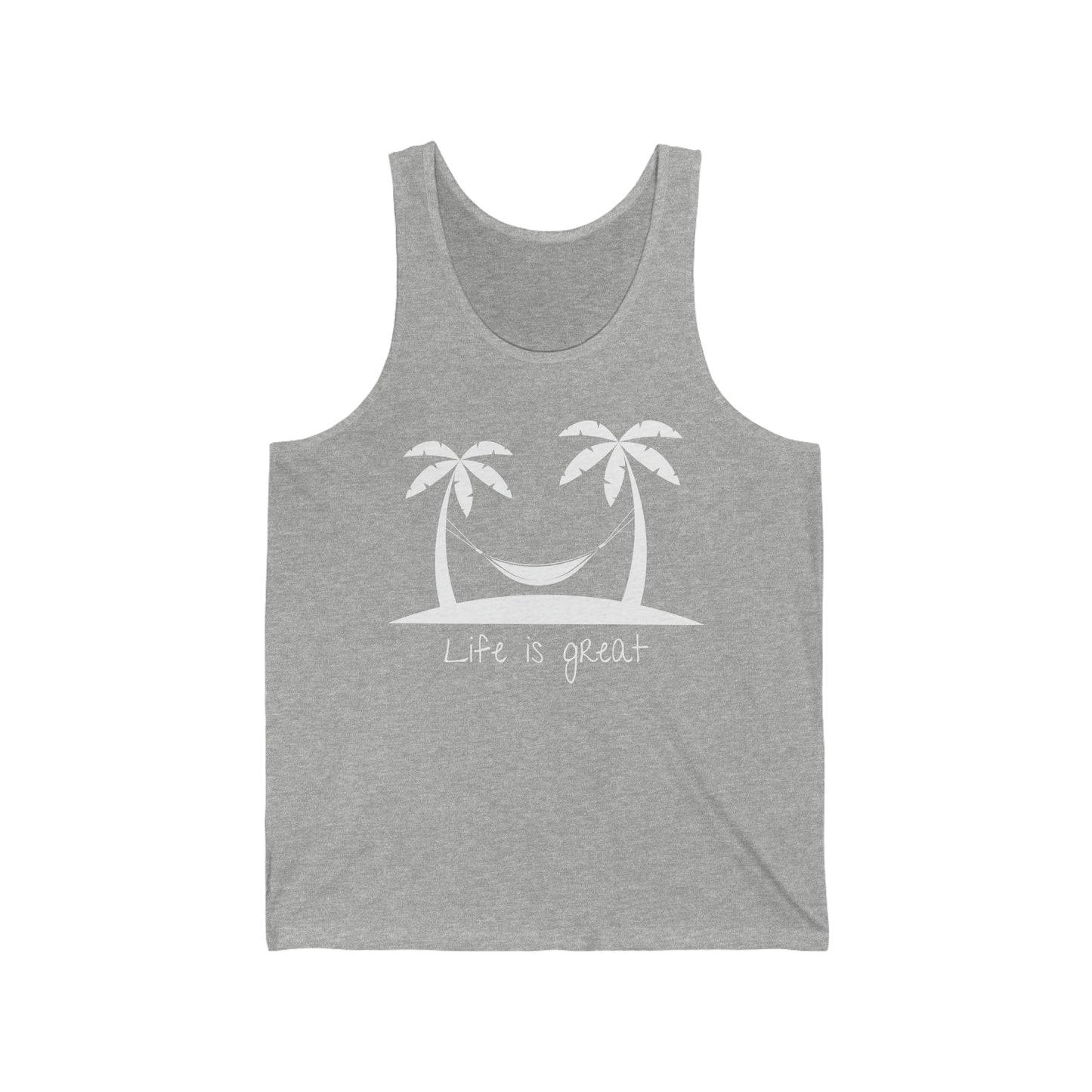 Life is Great Palm Trees Hammock Unisex Jersey Tank