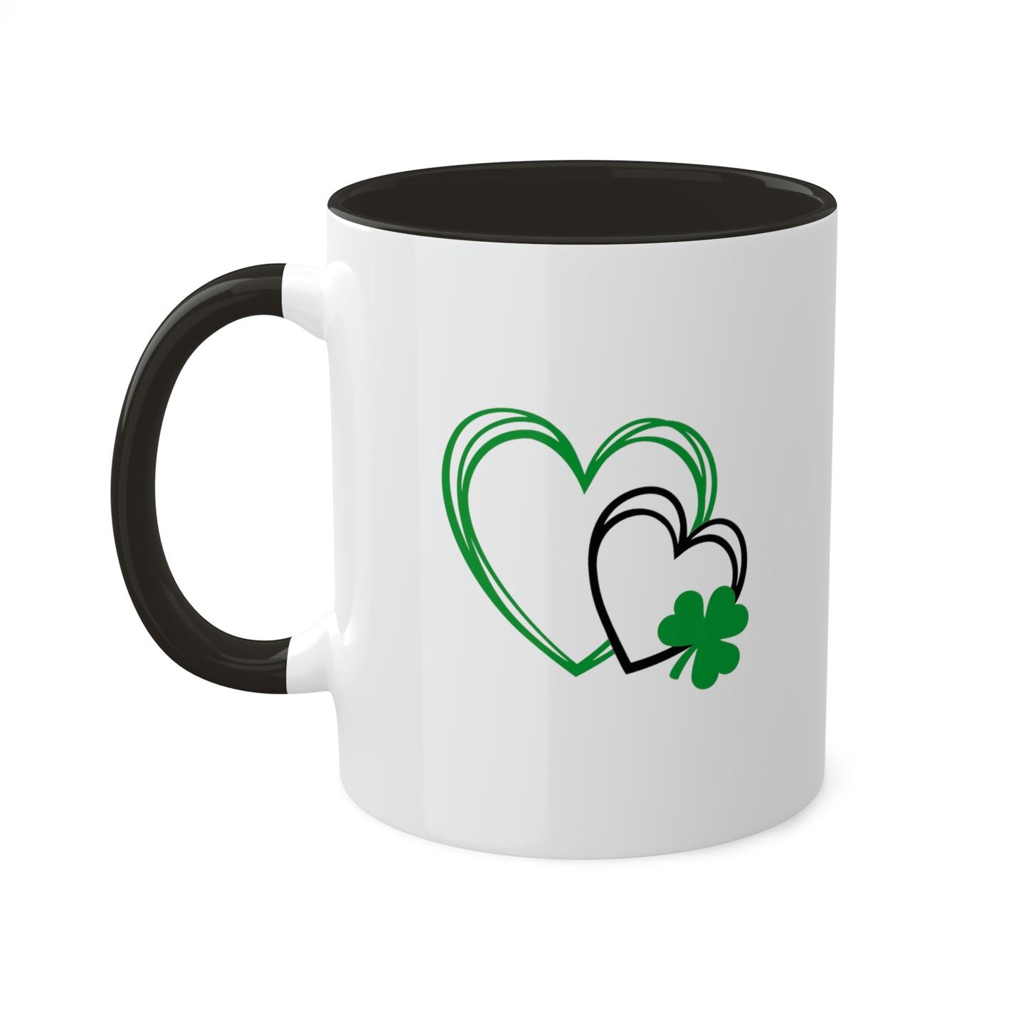 Green Heart St. Patty's Day Colorful Mugs, 11oz