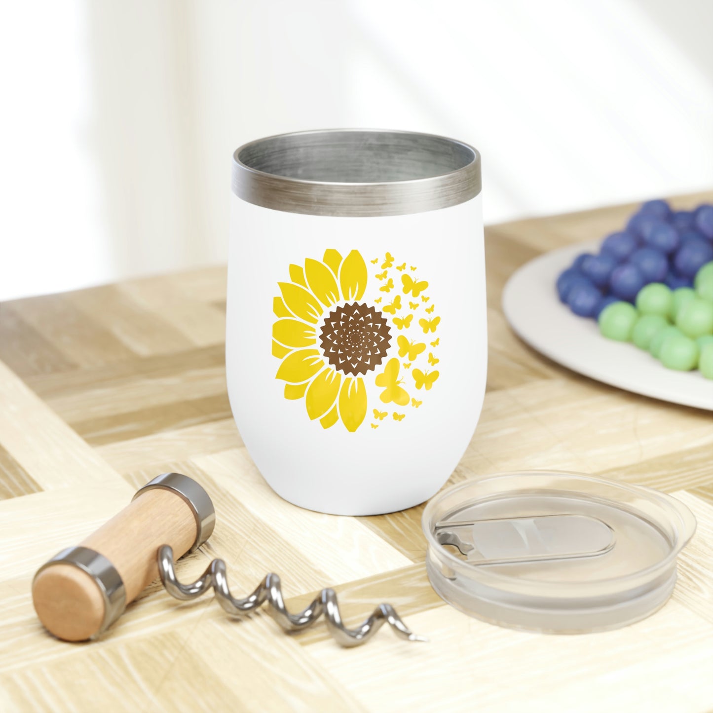 Butterfly Sunflower Chill Wine Tumbler