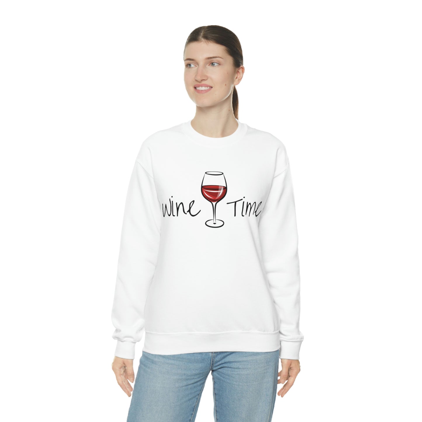 Wine Time Unisex Heavy Blend Crewneck Sweatshirt