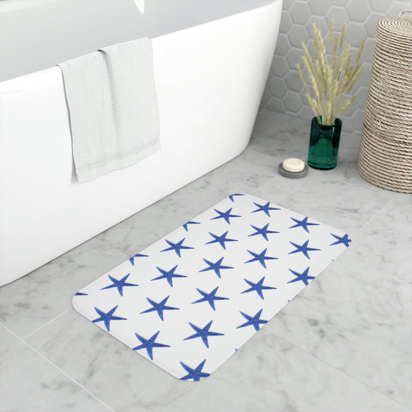 Starfish Blue Memory Foam Bath Mat
