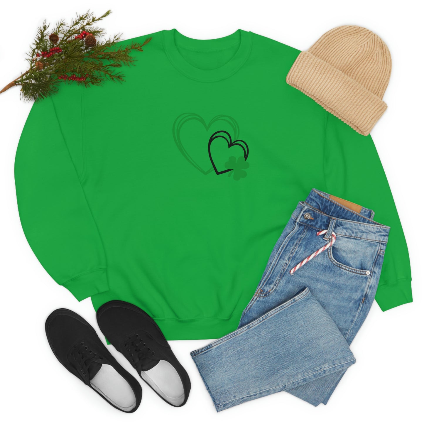 Green Heart Shamrock Unisex Heavy Blend™ Crewneck Sweatshirt