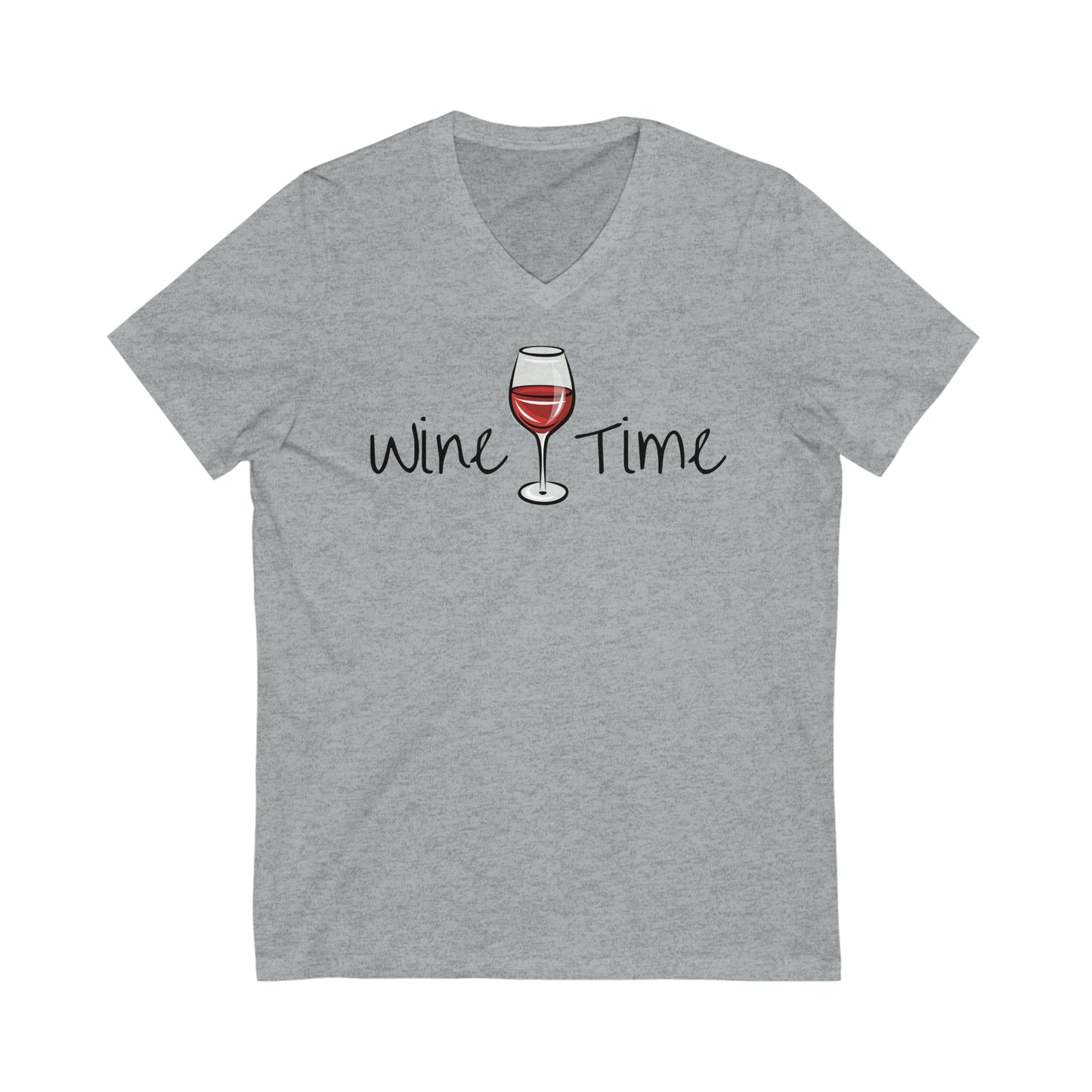 Wine Time Unisex Jersey Short Sleeve V-Neck Tee