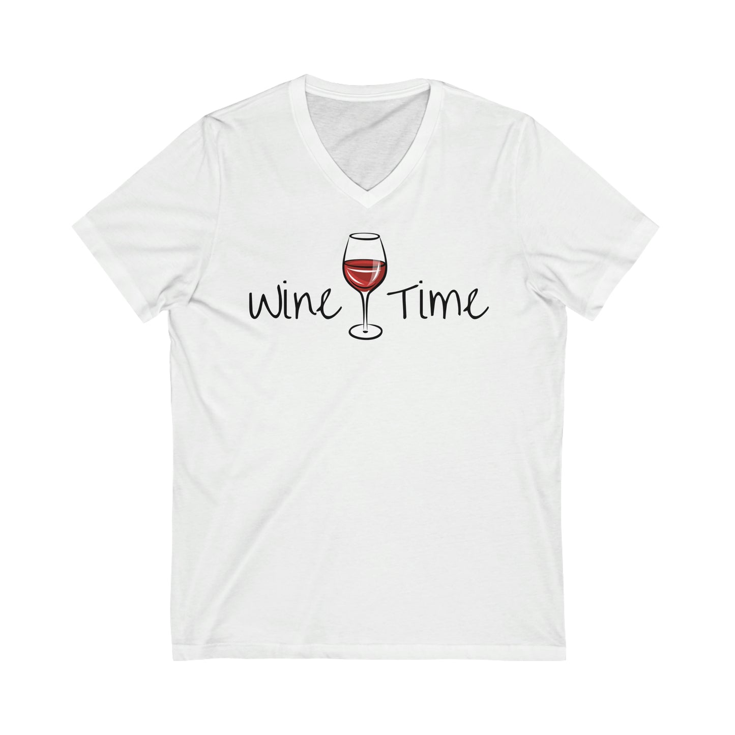 Wine Time Unisex Jersey Short Sleeve V-Neck Tee