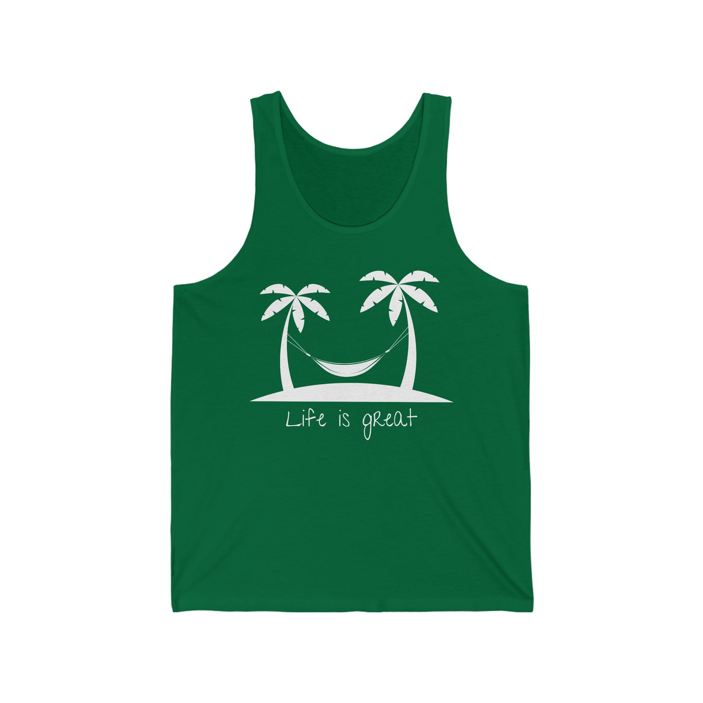 Life is Great Palm Trees Hammock Unisex Jersey Tank