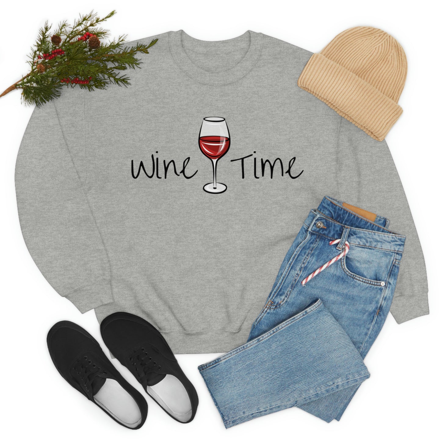 Wine Time Unisex Heavy Blend Crewneck Sweatshirt