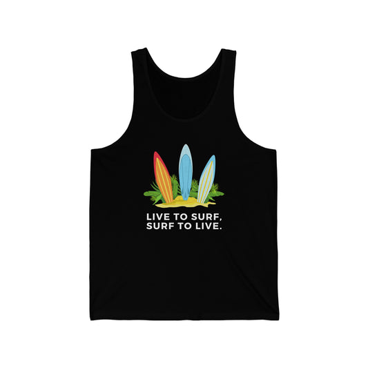 Live to Surf, Surf to Live Unisex Jersey Tank