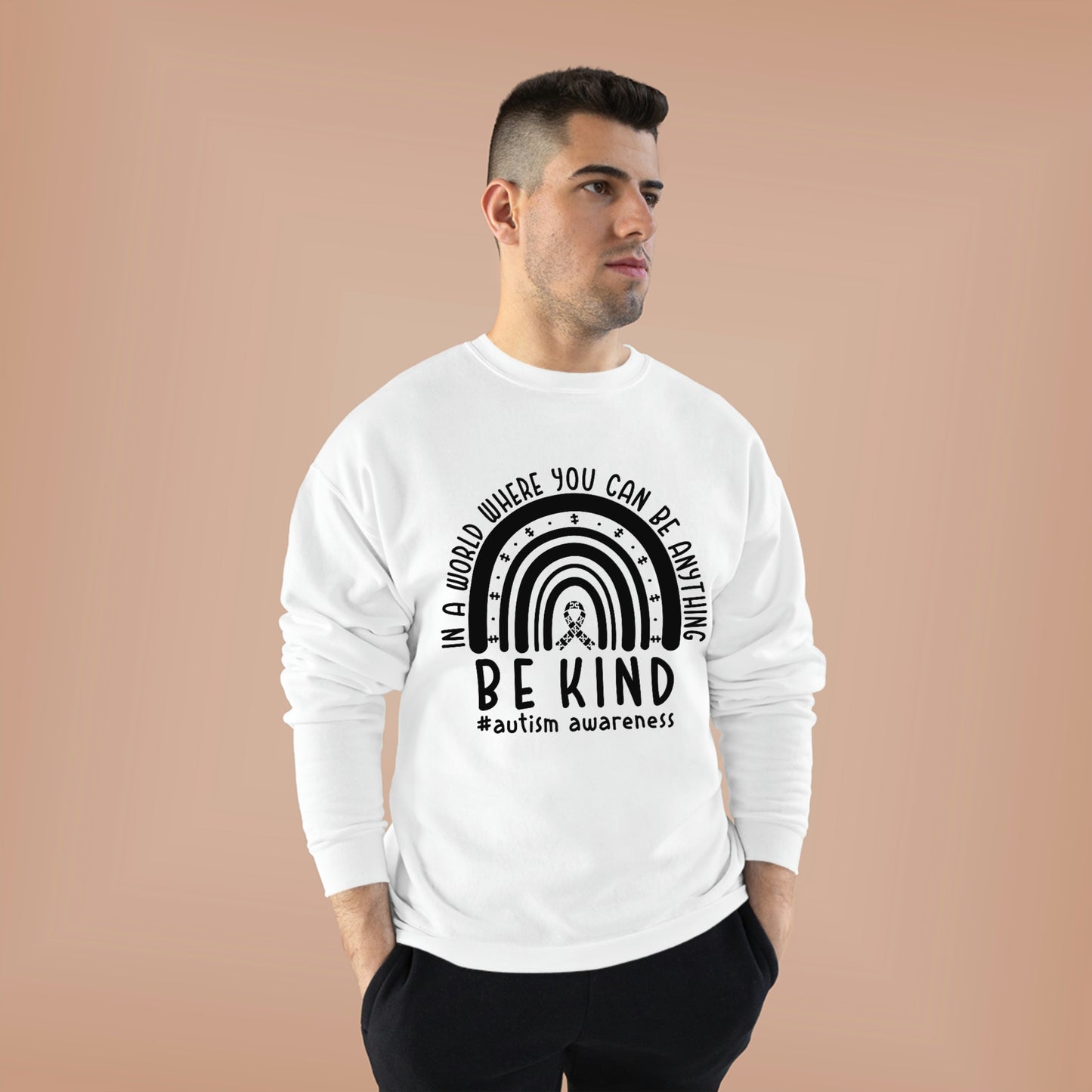 Be Kind Rainbow Autism Awareness Unisex EcoSmart® Crewneck Sweatshirt