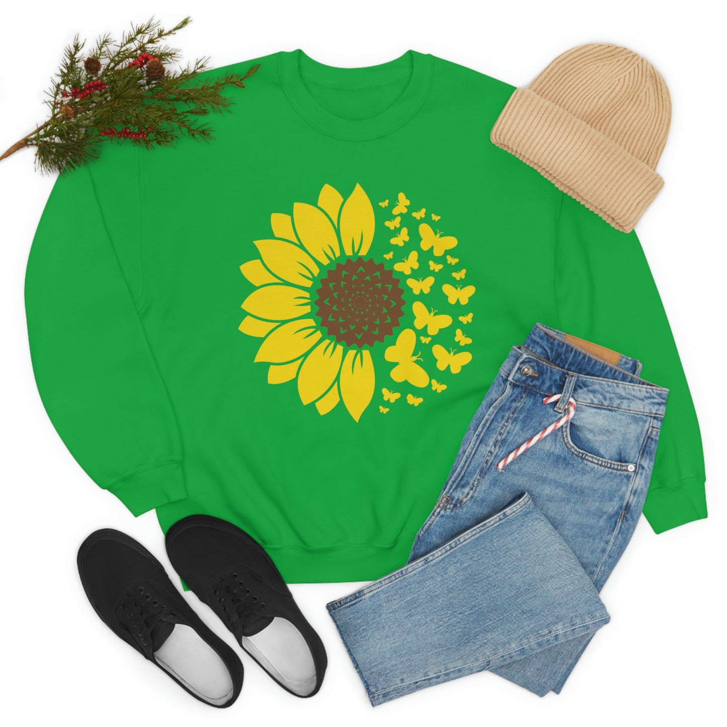 Sunflower Butterflies Unisex Heavy Blend™ Crewneck Sweatshirt