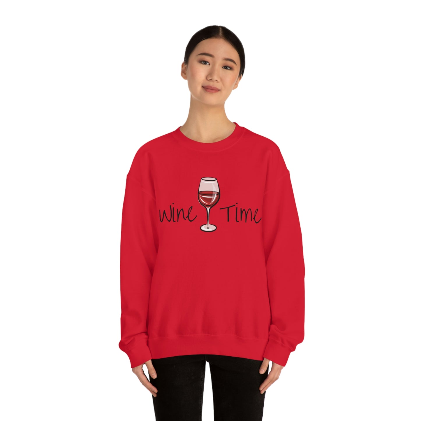 Wine Time Unisex Heavy Blend Crewneck Sweatshirt