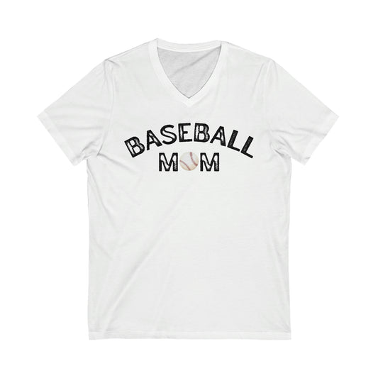 Baseball Mom Unisex Jersey Short Sleeve V-Neck Tee