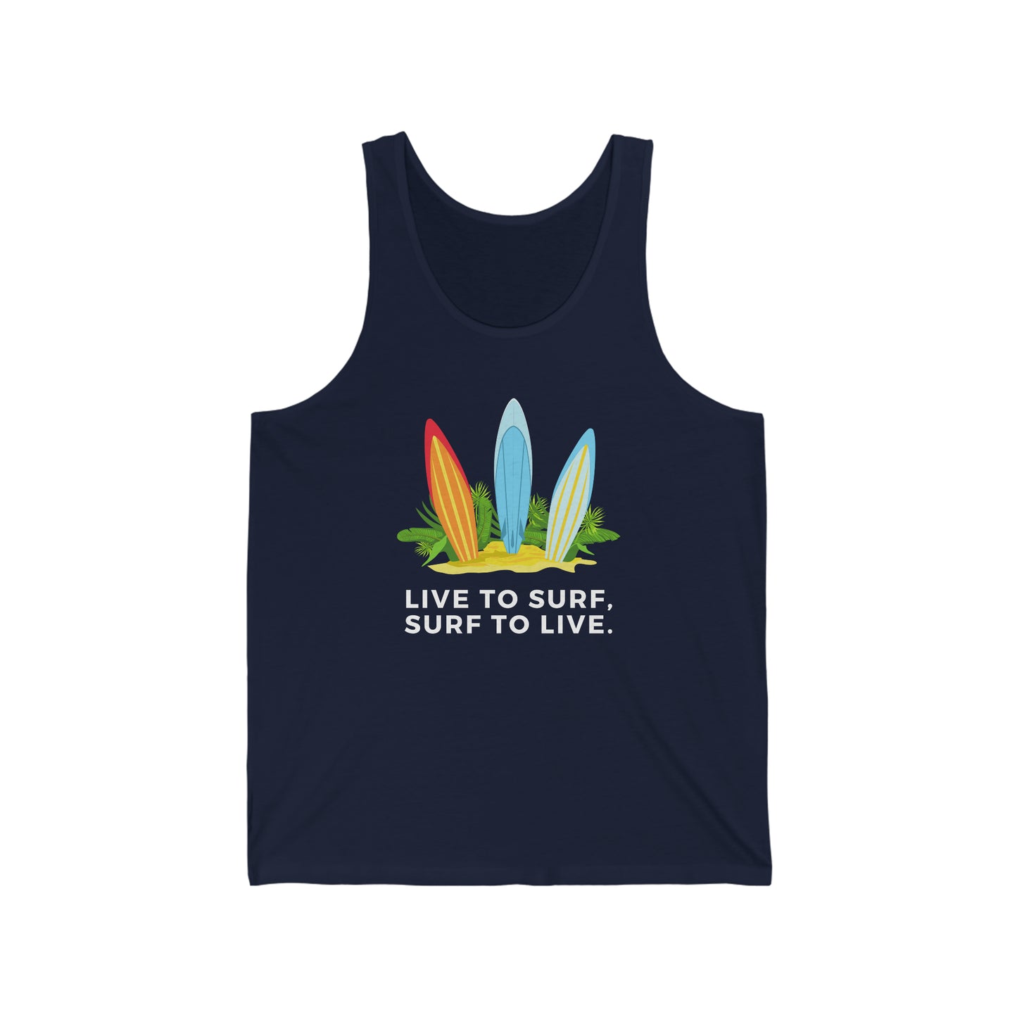 Live to Surf, Surf to Live Unisex Jersey Tank