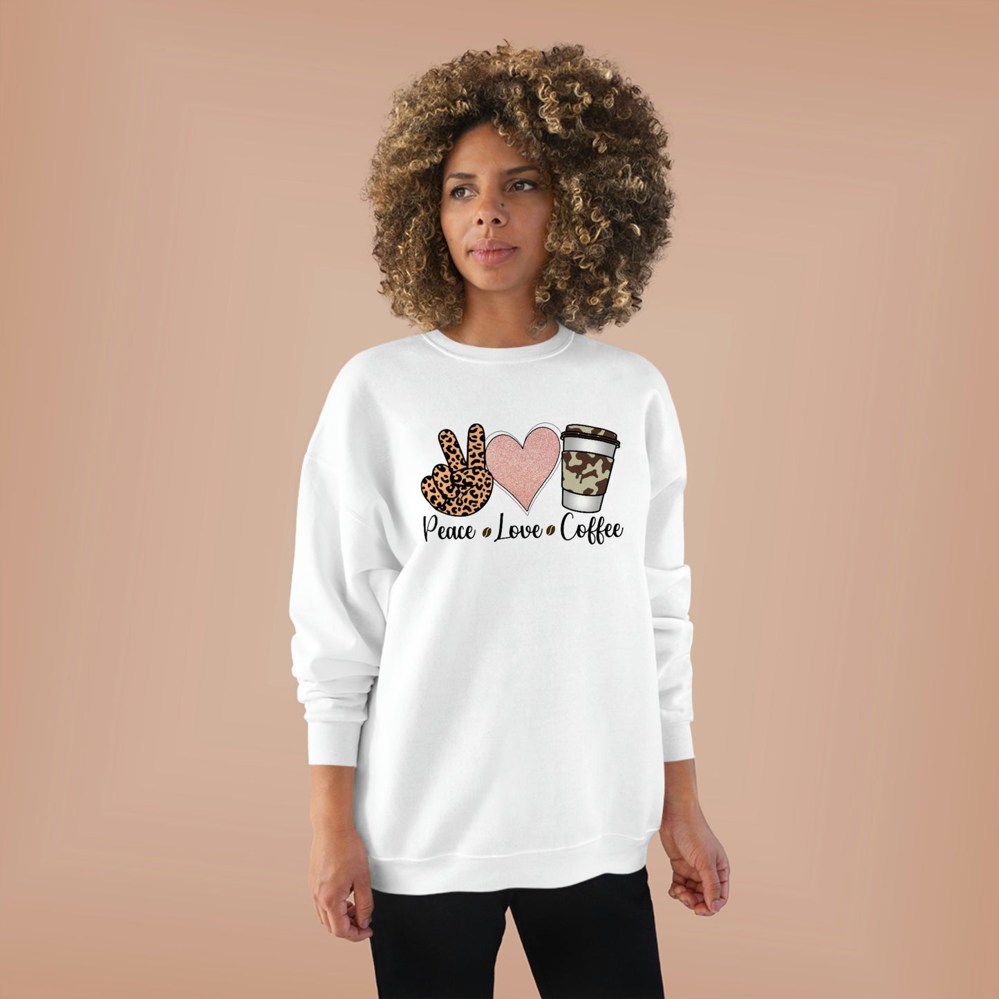 Peace Love Coffee Unisex EcoSmart® Crewneck Sweatshirt