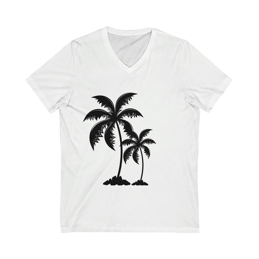 Palm Trees Unisex Jersey Short Sleeve V-Neck Tee