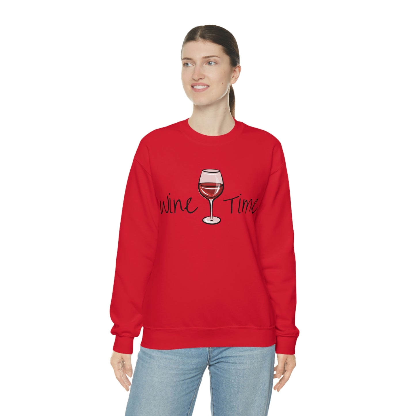 Wine Time Unisex Heavy Blend Crewneck Sweatshirt