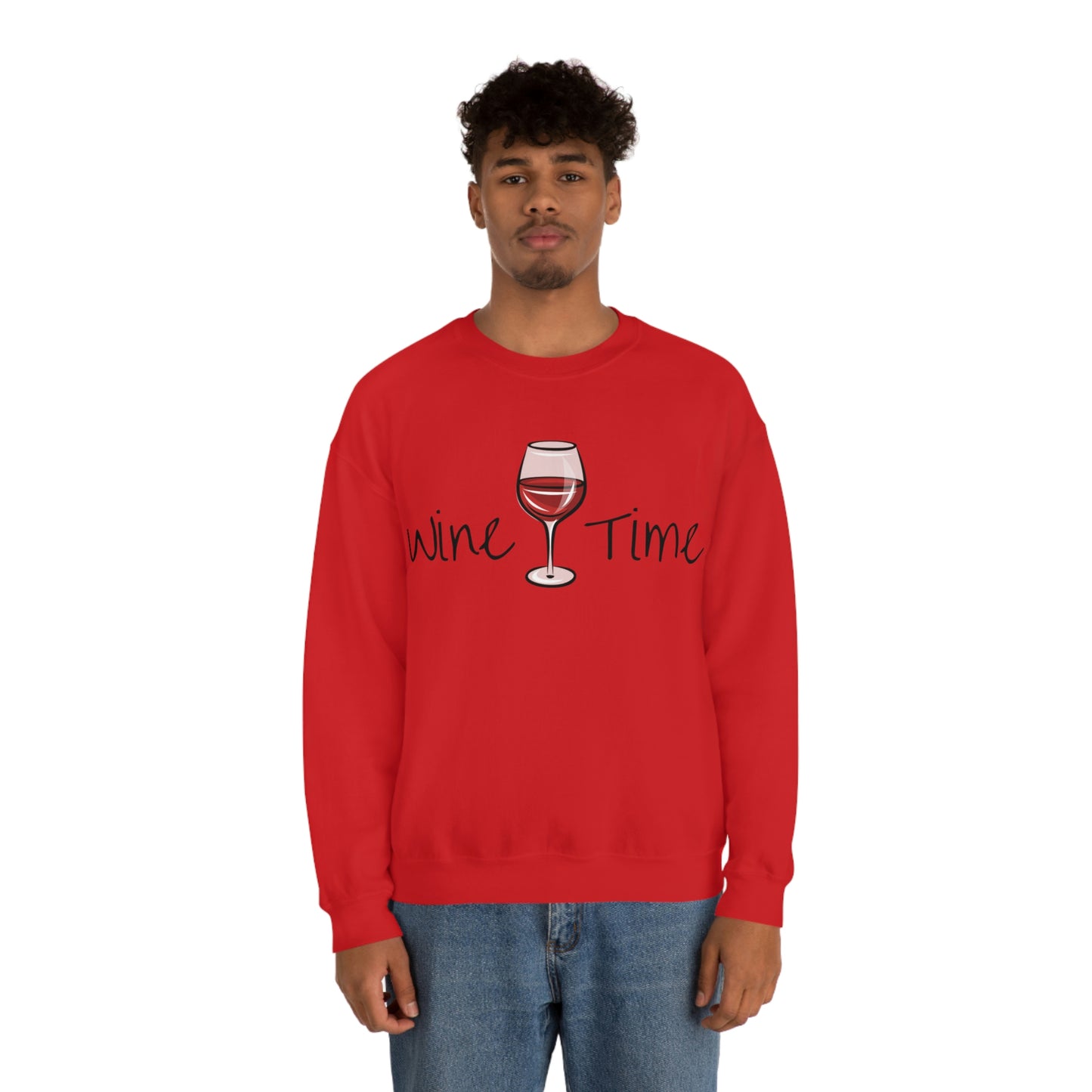 Wine Time Unisex Heavy Blend Crewneck Sweatshirt