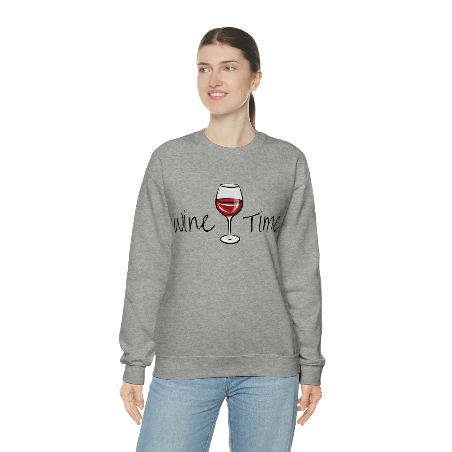 Wine Time Unisex Heavy Blend Crewneck Sweatshirt