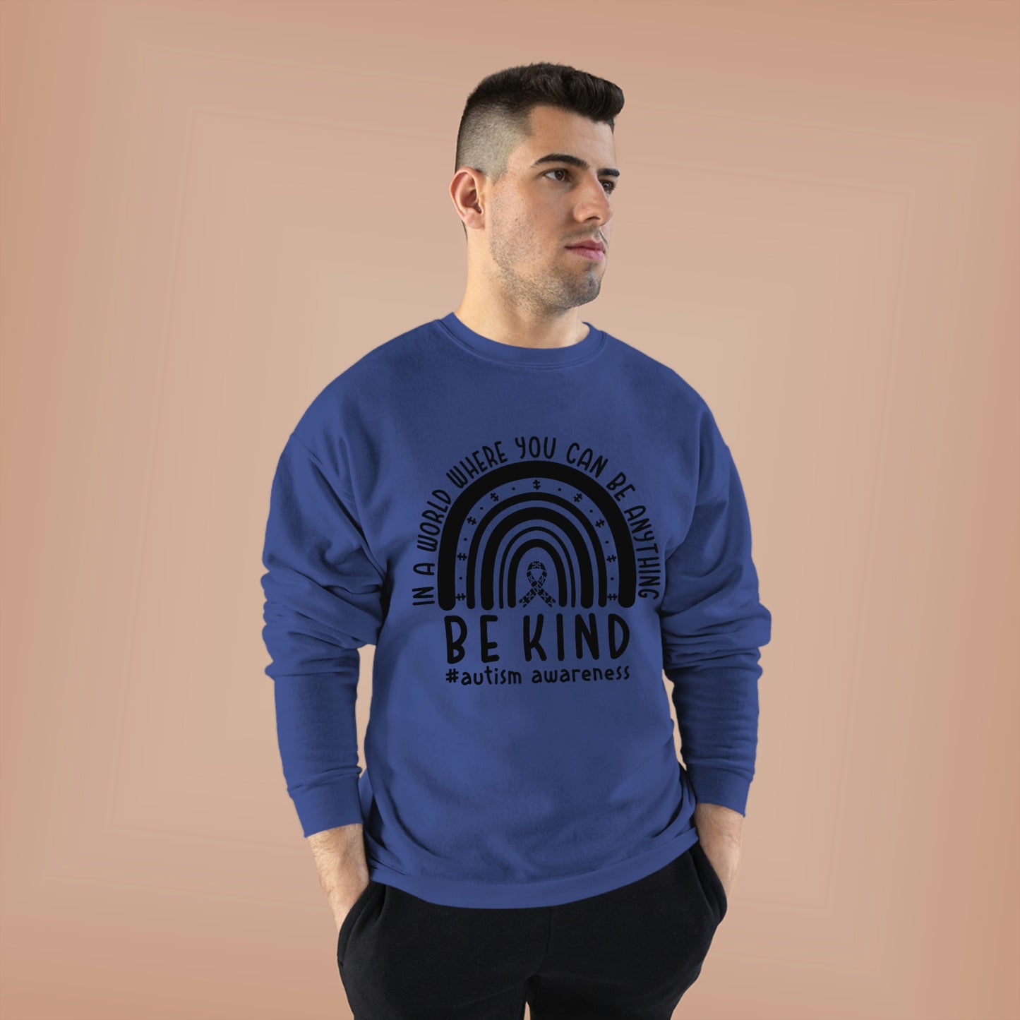 Be Kind Rainbow Autism Awareness Unisex EcoSmart® Crewneck Sweatshirt