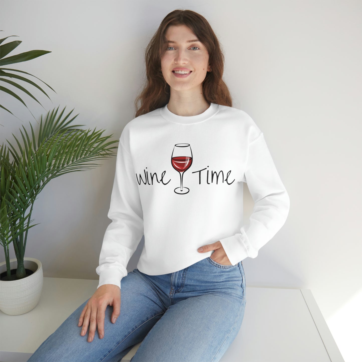 Wine Time Unisex Heavy Blend Crewneck Sweatshirt