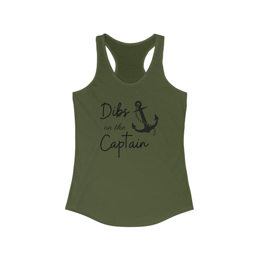 Dibs on the Captain Women's Ideal Racerback Tank black print