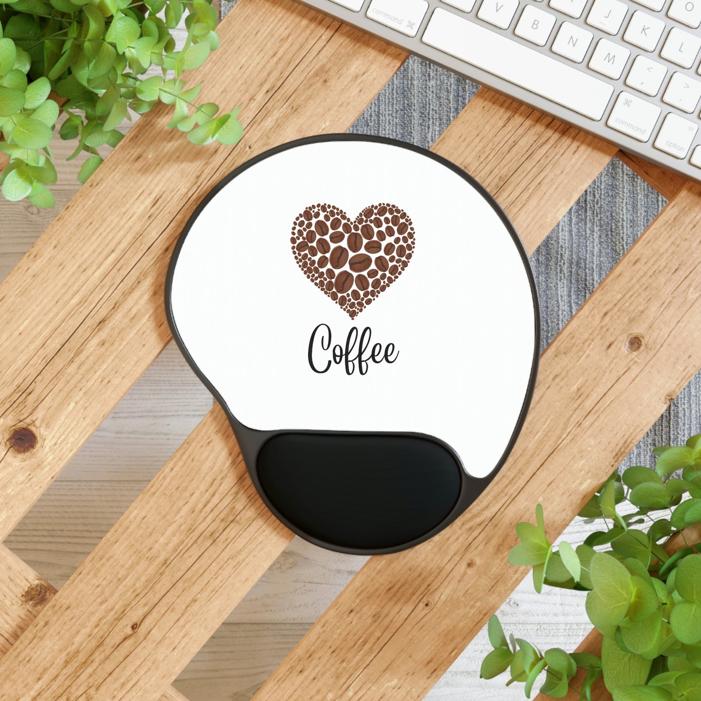 Heart Coffee Mouse Pad With Wrist Rest