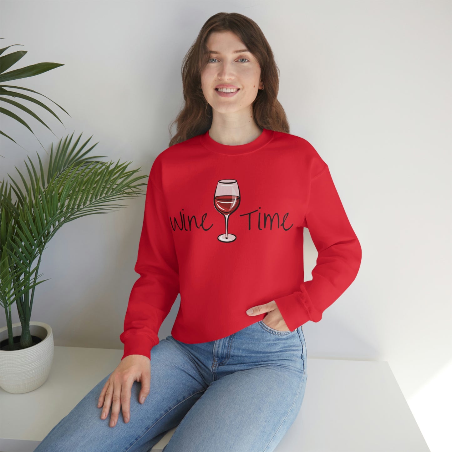 Wine Time Unisex Heavy Blend Crewneck Sweatshirt