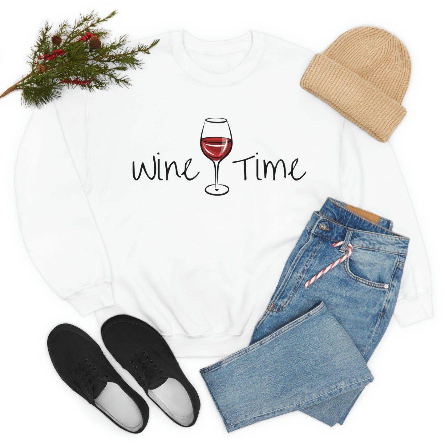 Wine Time Unisex Heavy Blend Crewneck Sweatshirt