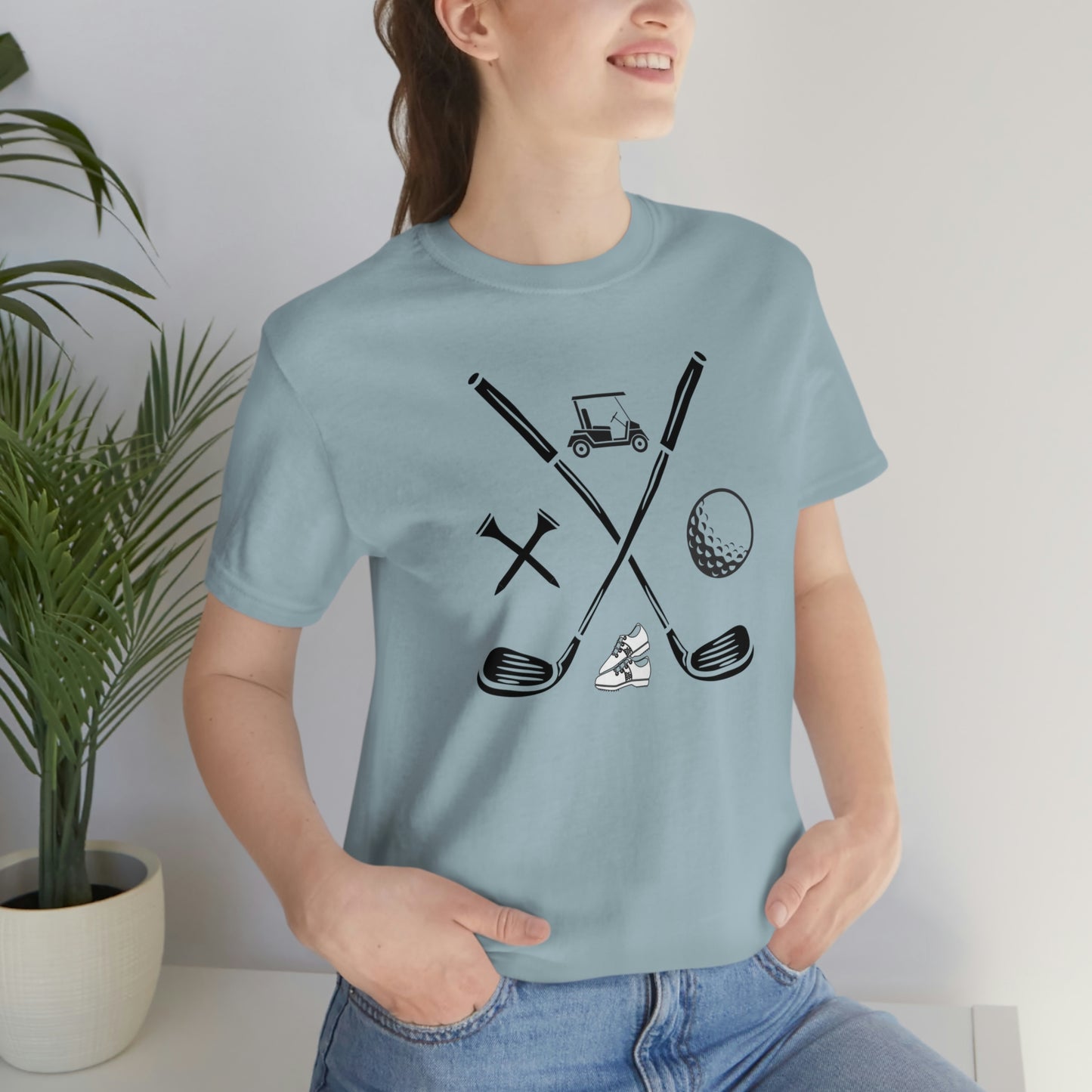 Golf Clubs Golf Ball Golf Tees Golf Cart Golf Shoes Unisex Jersey Short Sleeve Tee