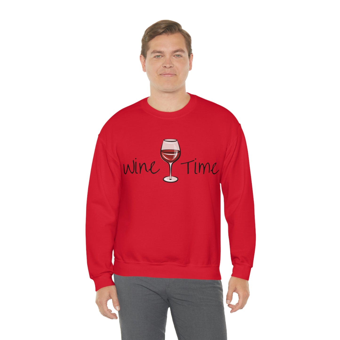 Wine Time Unisex Heavy Blend Crewneck Sweatshirt