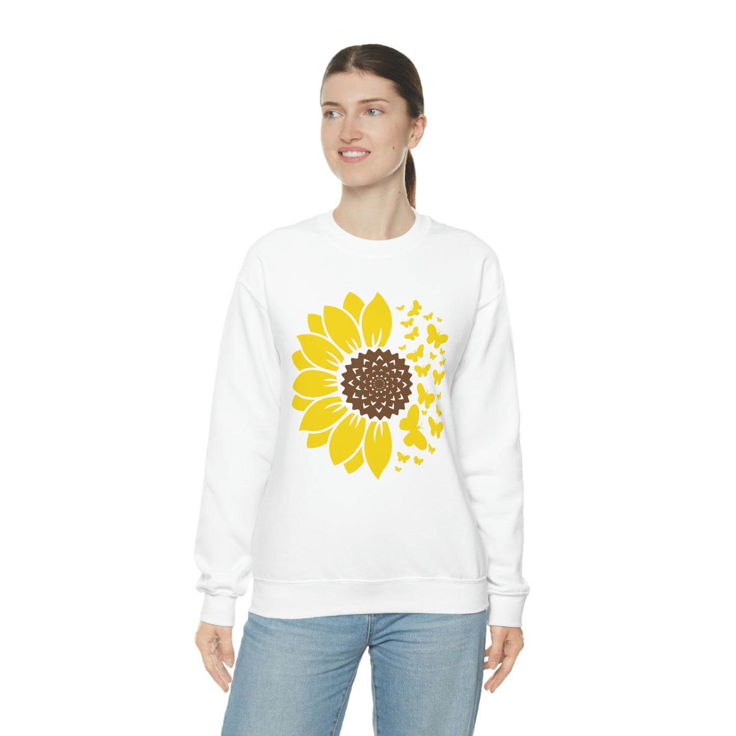 Sunflower Butterflies Unisex Heavy Blend™ Crewneck Sweatshirt