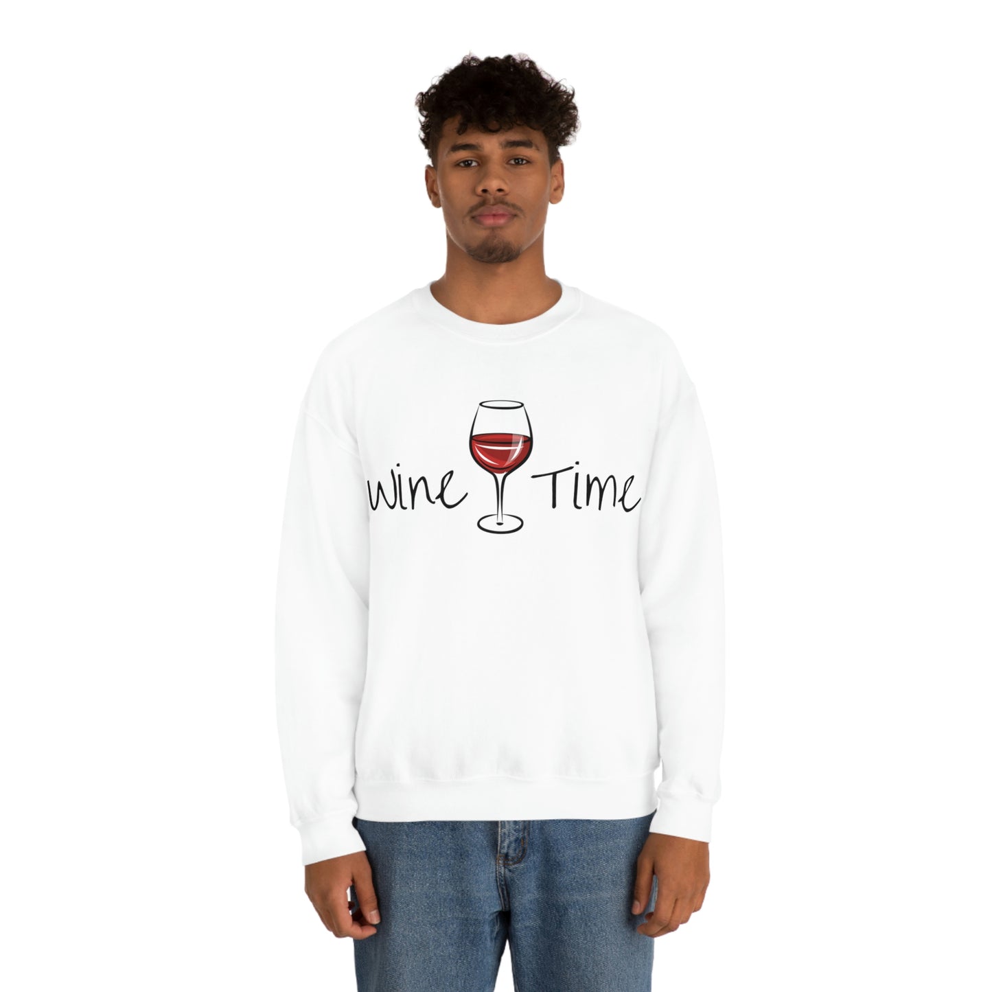 Wine Time Unisex Heavy Blend Crewneck Sweatshirt