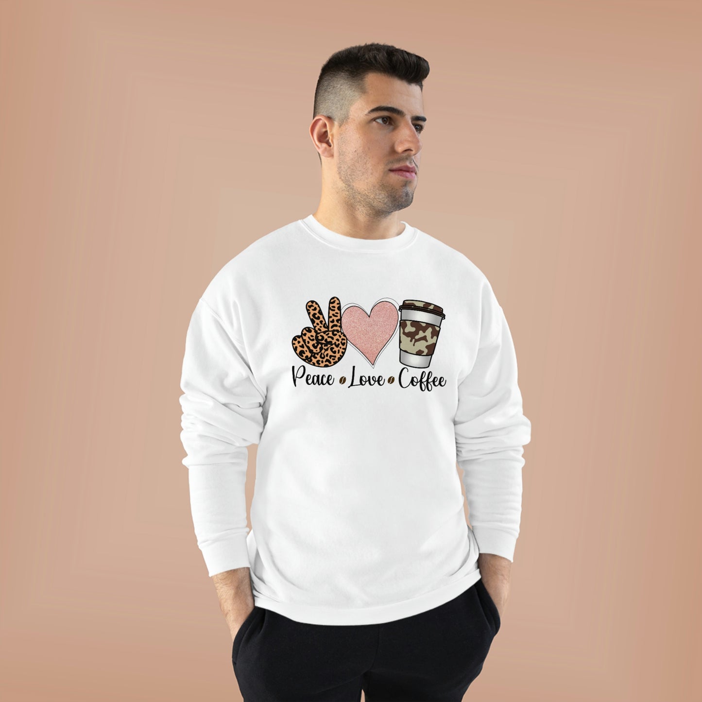 Peace Love Coffee Unisex EcoSmart® Crewneck Sweatshirt