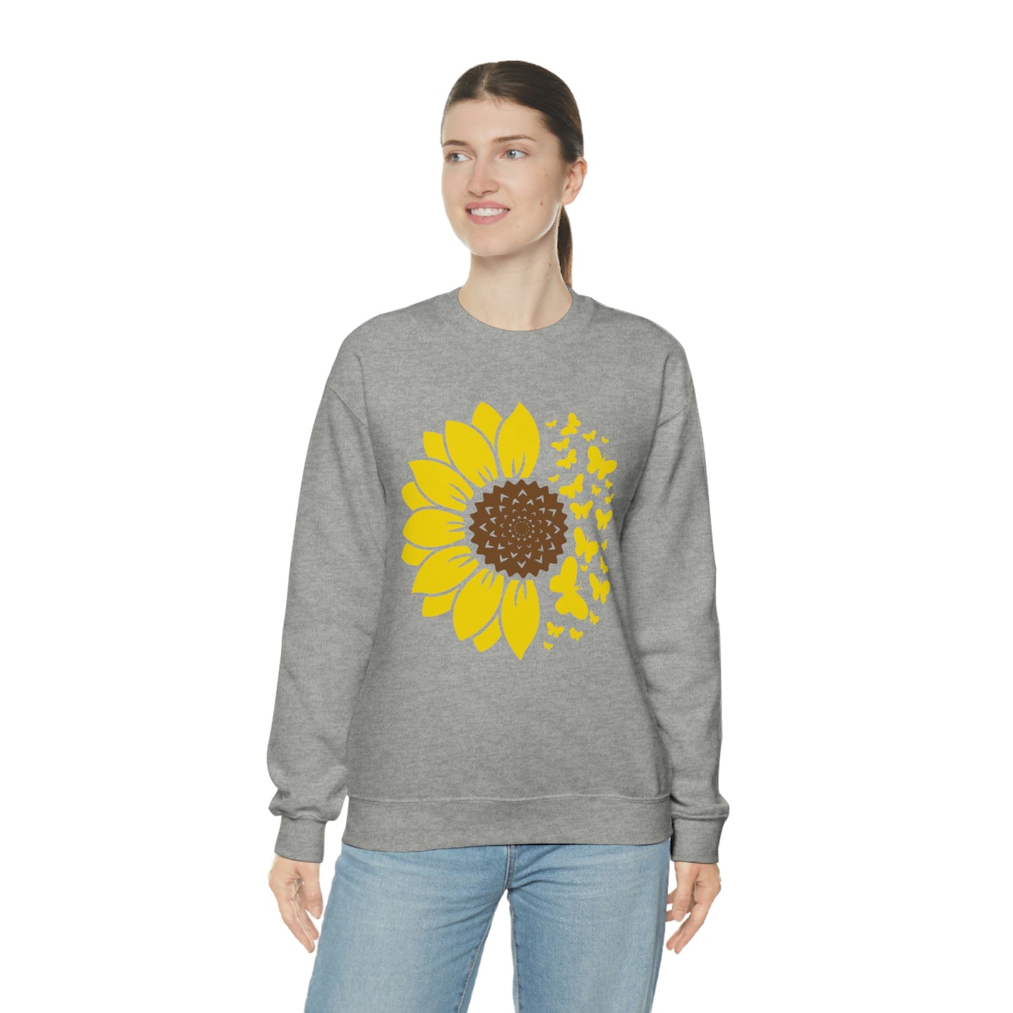 Sunflower Butterflies Unisex Heavy Blend™ Crewneck Sweatshirt