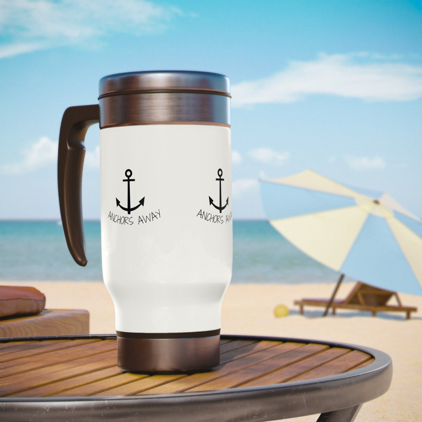 Anchors Away Stainless Steel Travel Mug with Handle, 14oz