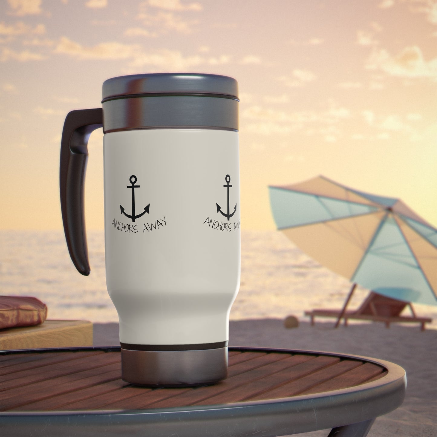 Anchors Away Stainless Steel Travel Mug with Handle, 14oz