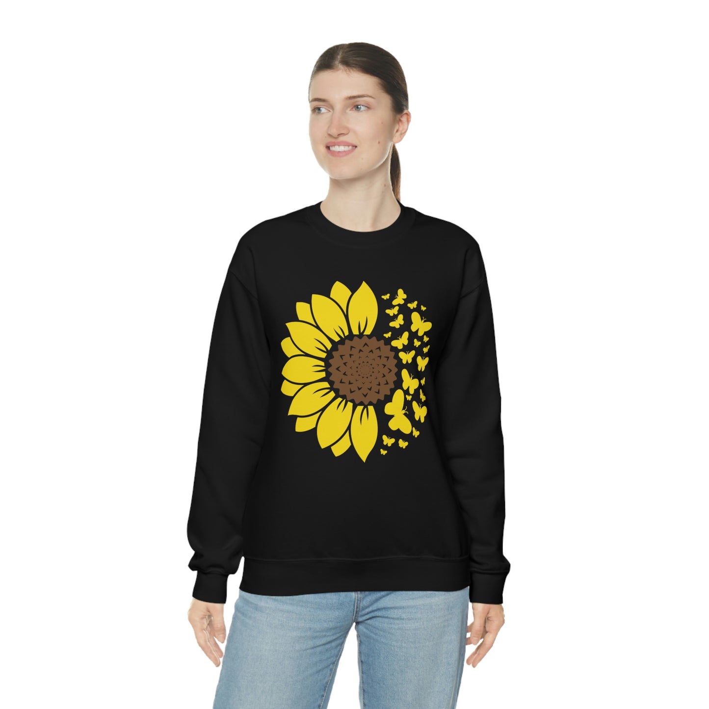 Sunflower Butterflies Unisex Heavy Blend™ Crewneck Sweatshirt