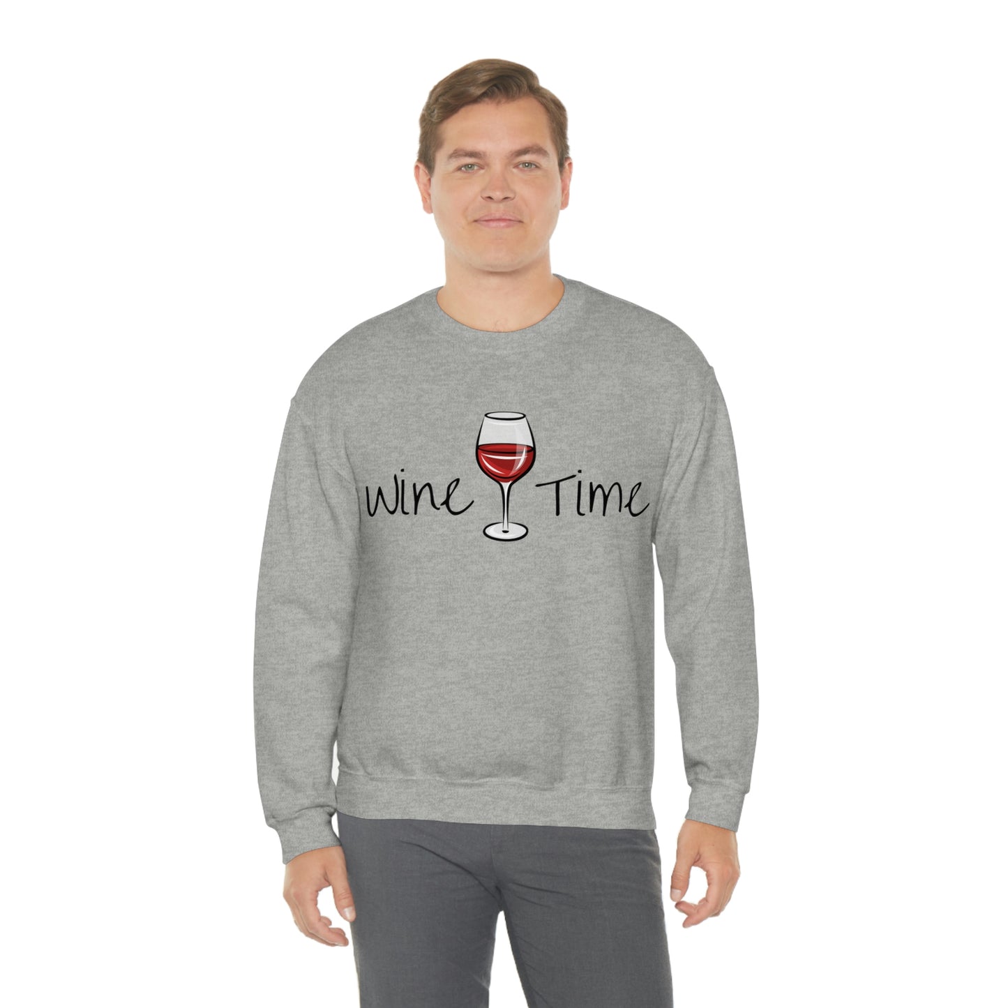 Wine Time Unisex Heavy Blend Crewneck Sweatshirt