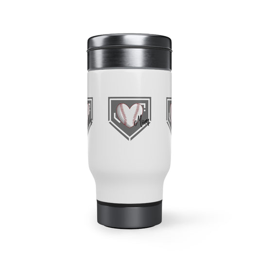 Baseball Mom Stainless Steel Travel Mug with Handle, 14oz