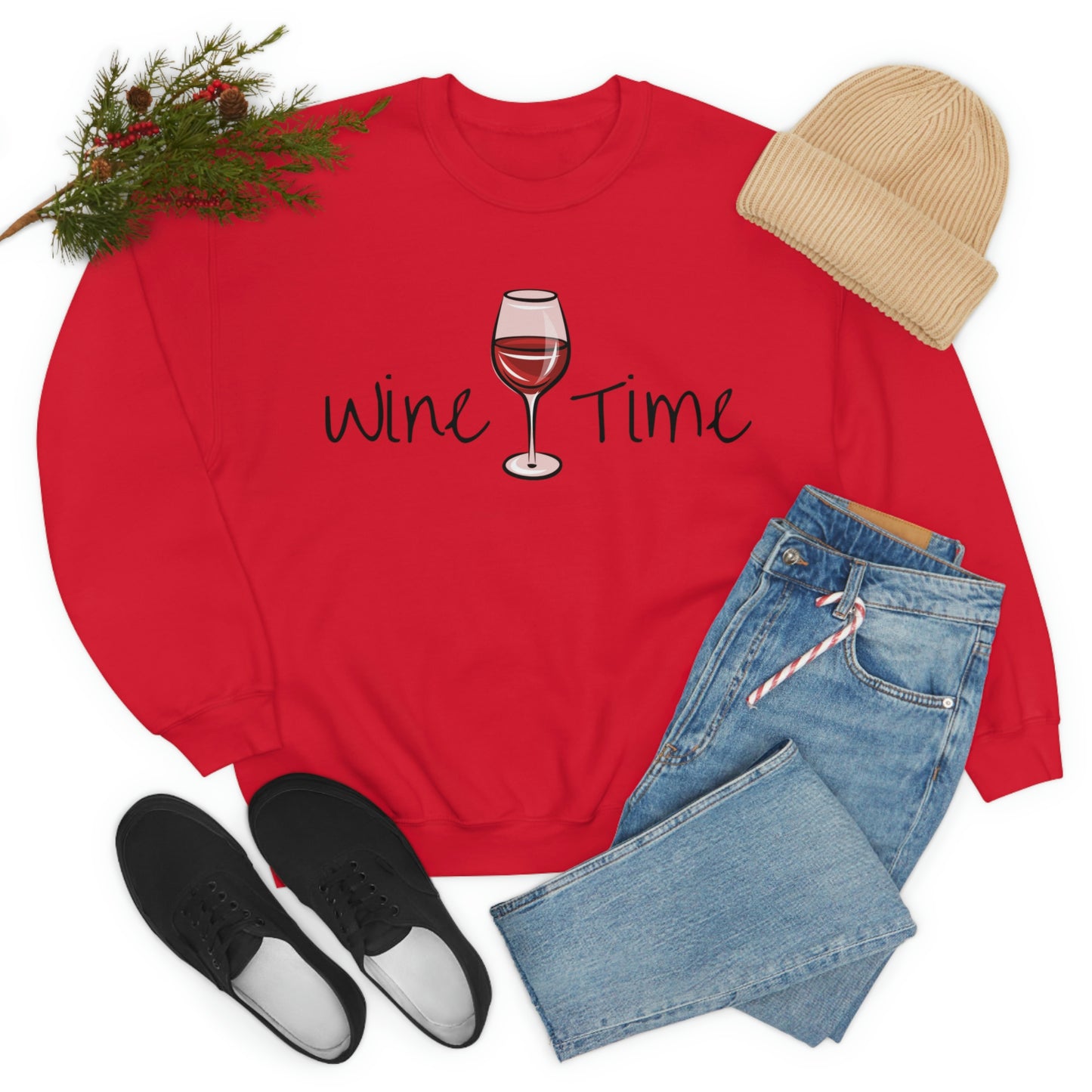 Wine Time Unisex Heavy Blend Crewneck Sweatshirt