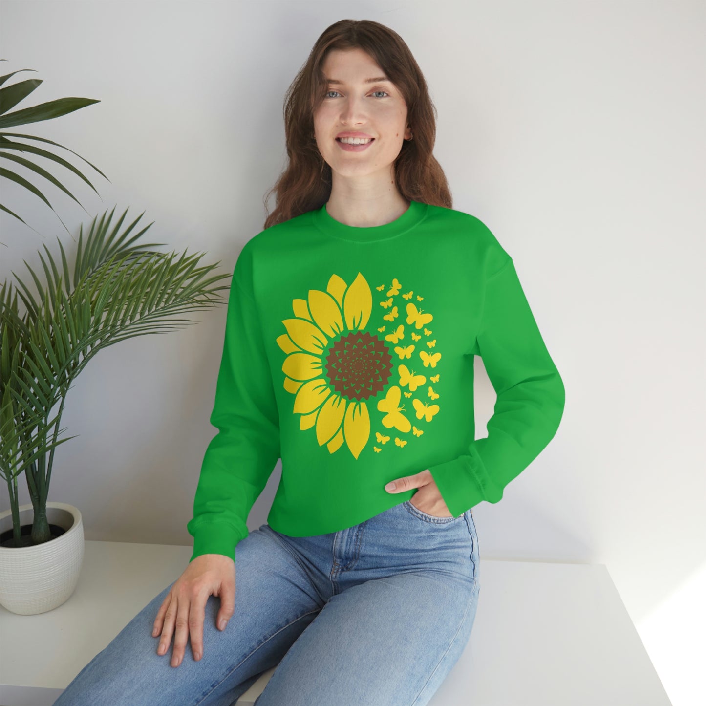 Sunflower Butterflies Unisex Heavy Blend™ Crewneck Sweatshirt