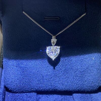 2 Carat Moissanite 925 Sterling Silver Heart Pendant Necklace