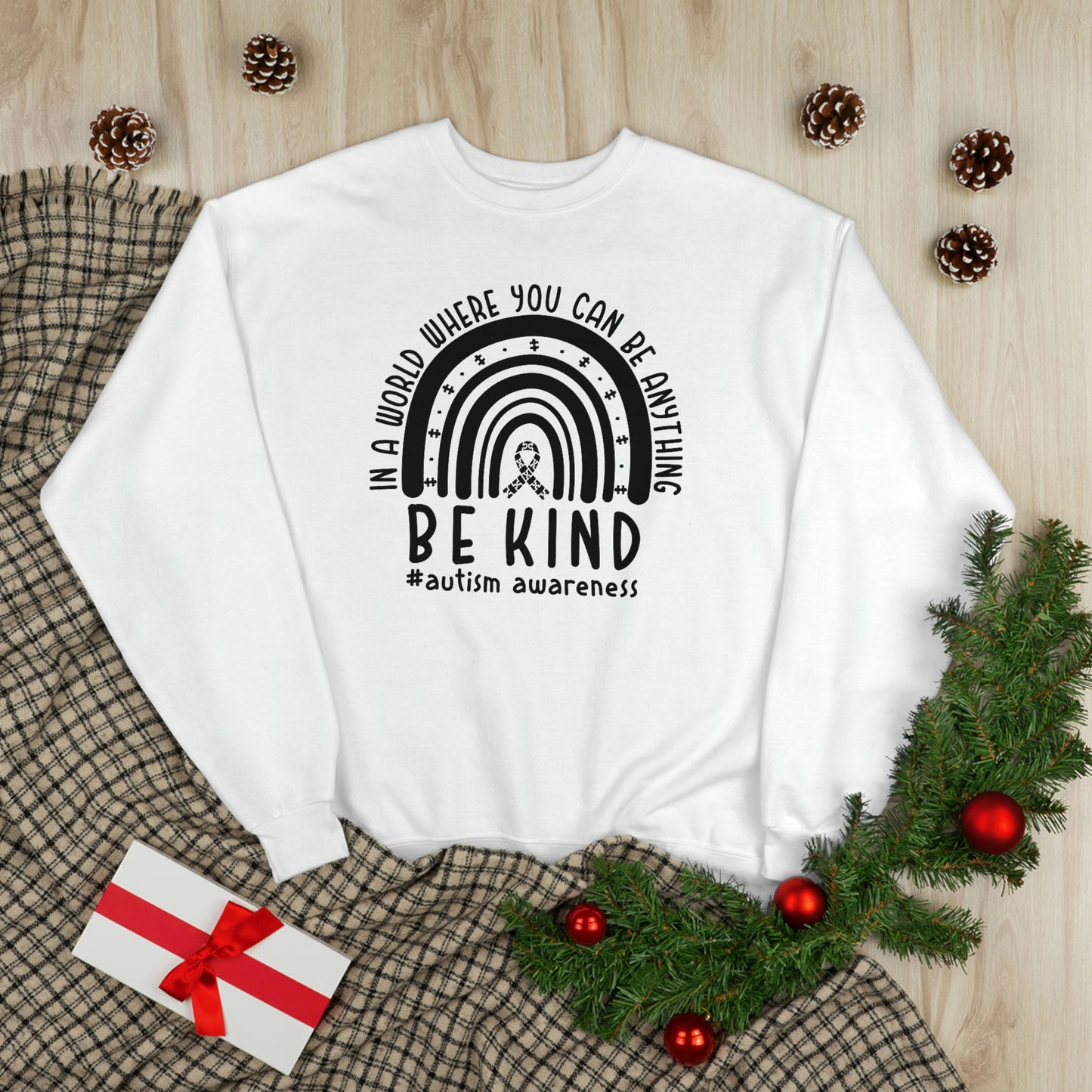 Be Kind Rainbow Autism Awareness Unisex EcoSmart® Crewneck Sweatshirt