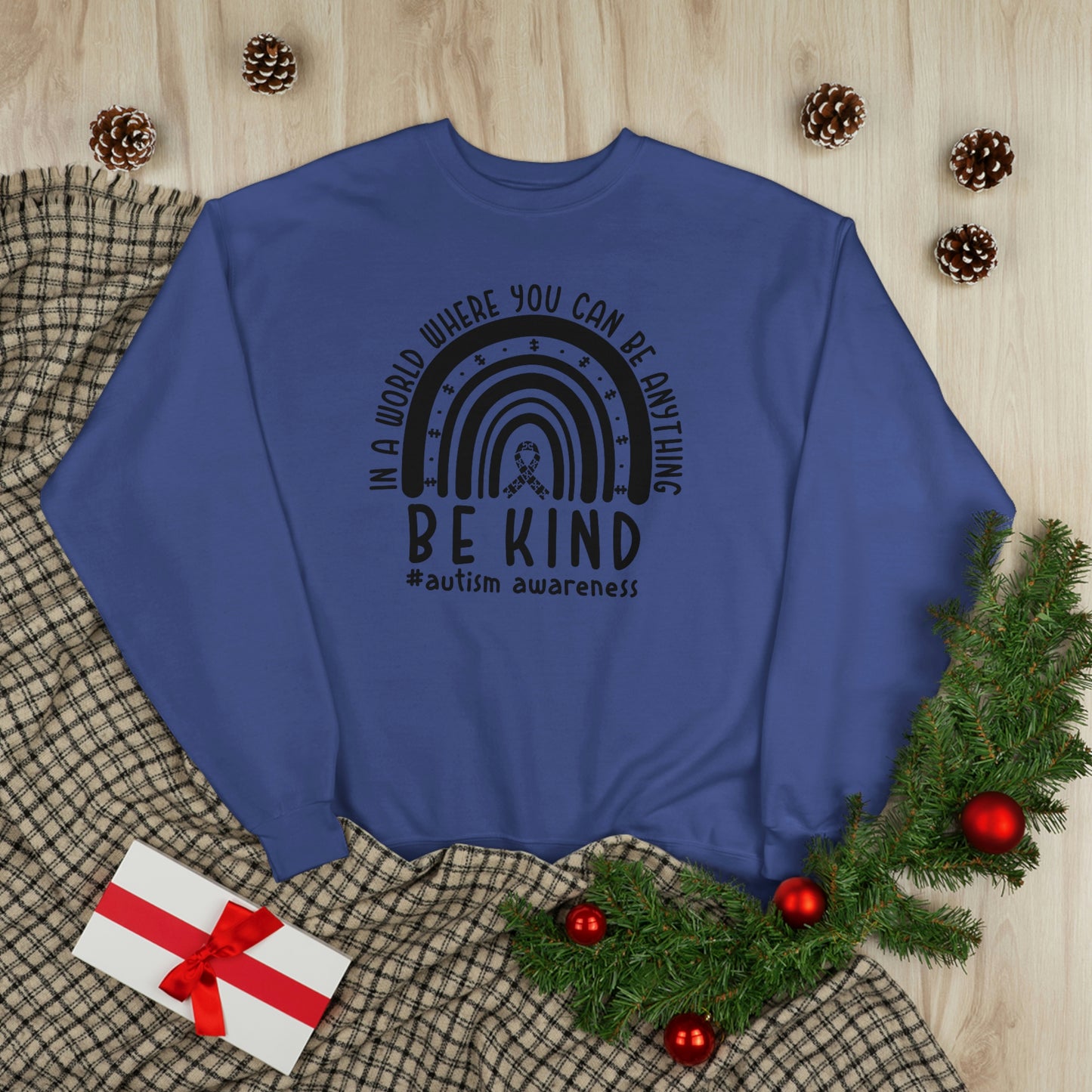 Be Kind Rainbow Autism Awareness Unisex EcoSmart® Crewneck Sweatshirt