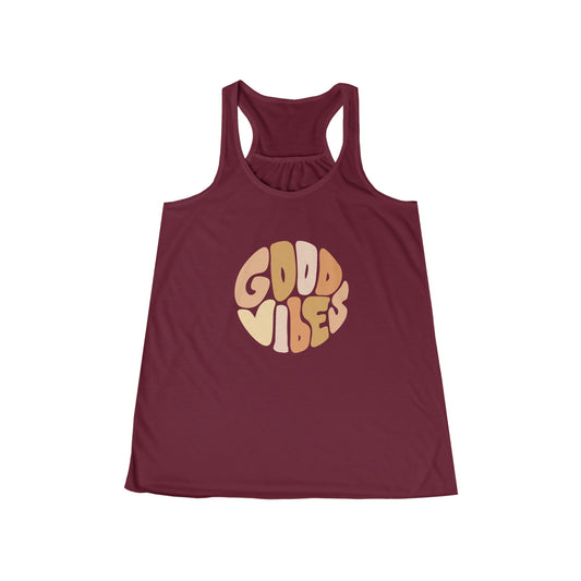 Good Vibes Retro Women's Flowy Racerback Tank