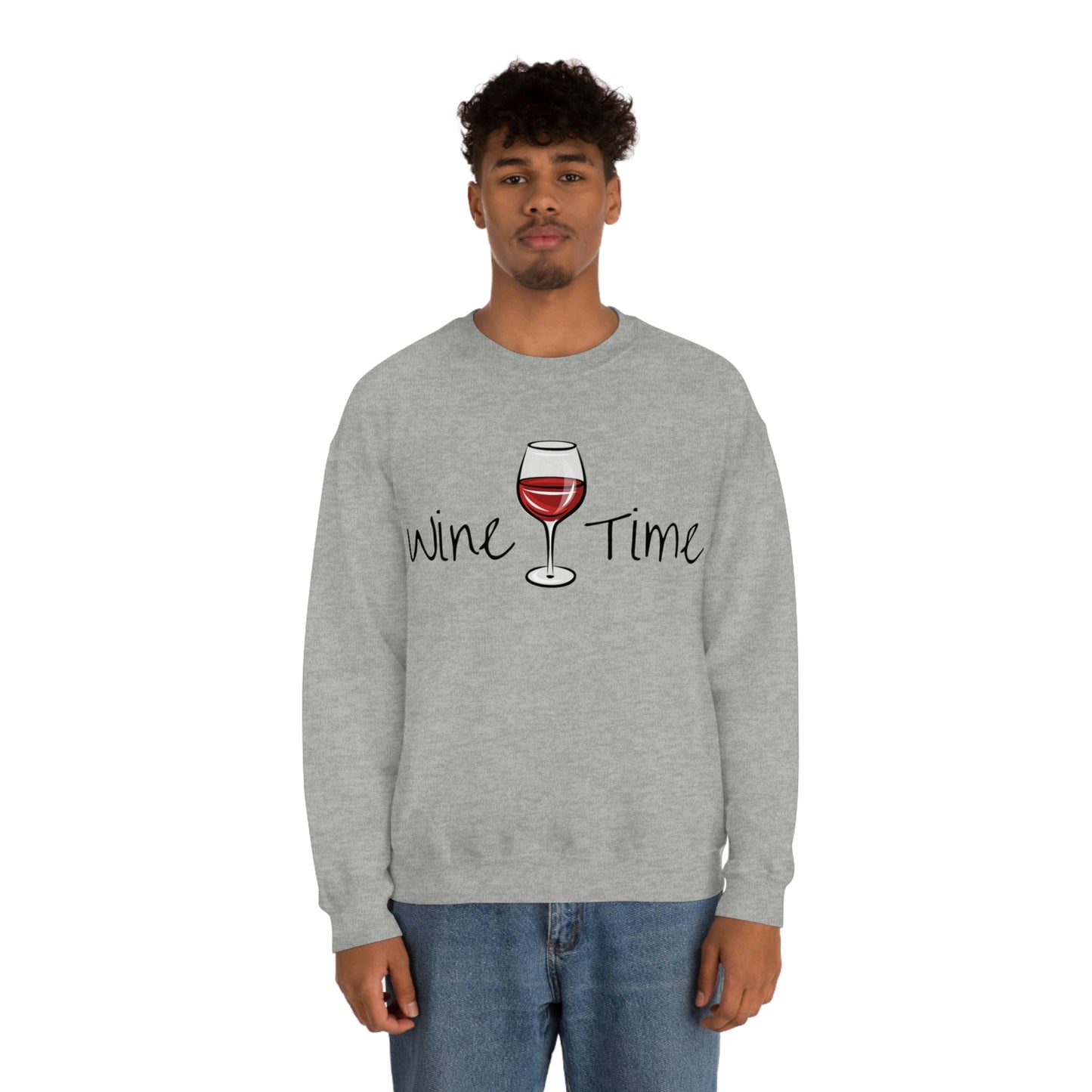 Wine Time Unisex Heavy Blend Crewneck Sweatshirt