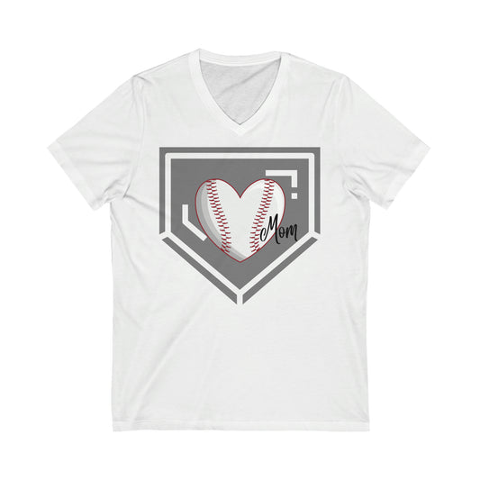 Baseball Mom Unisex Jersey Short Sleeve V-Neck Tee
