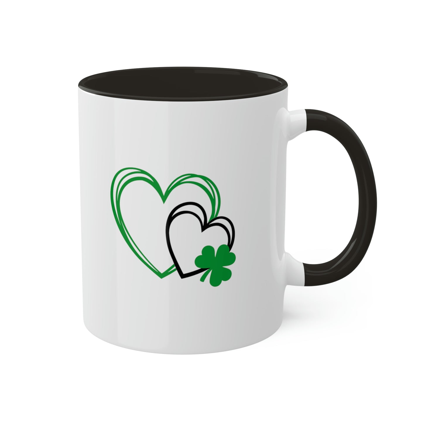 Green Heart St. Patty's Day Colorful Mugs, 11oz